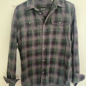 Prana Men's Plaid Shirt in Purple and Black